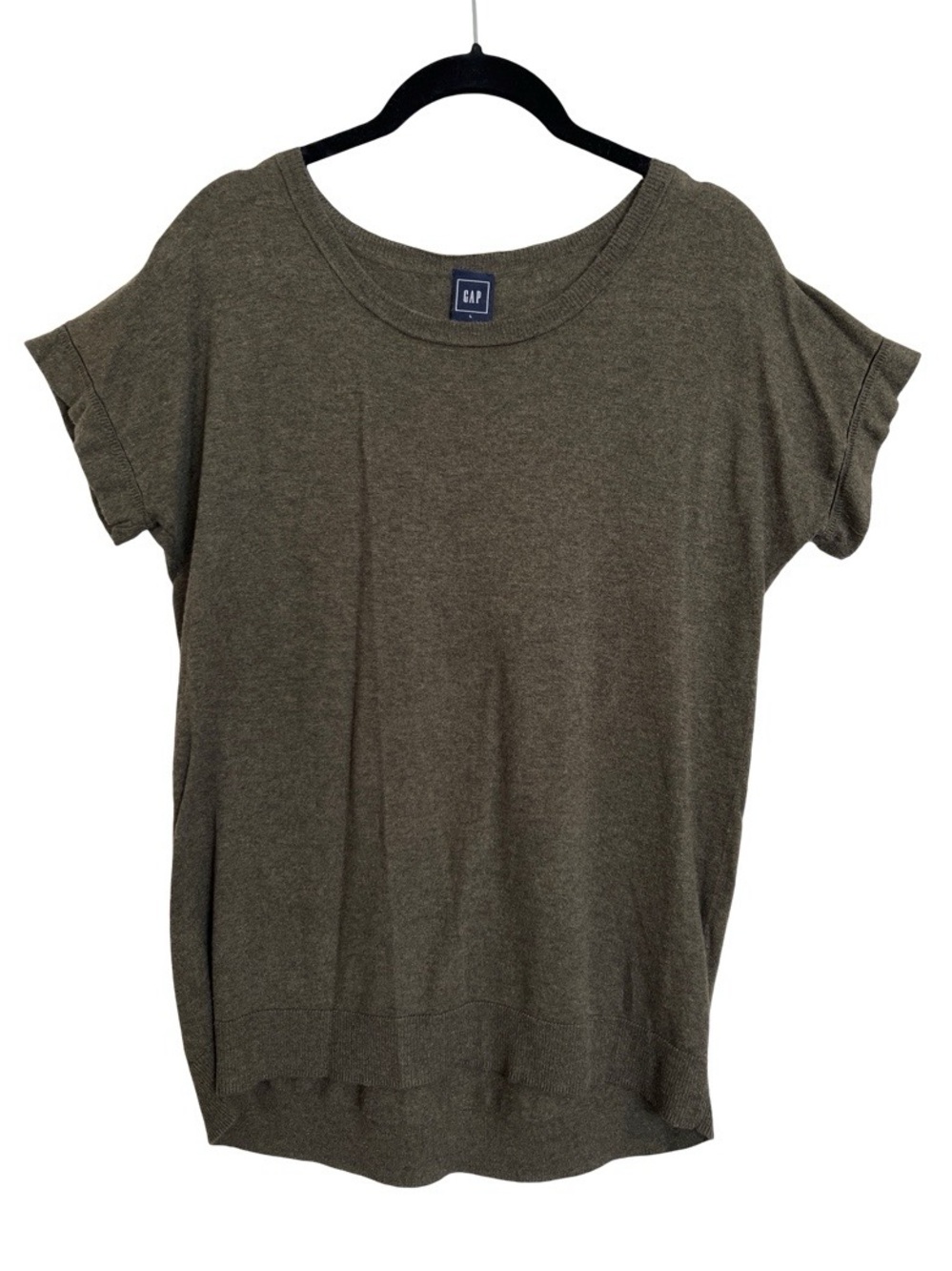 GAP Ladies Army Green Short Sleeve Sweater Top SZ Large